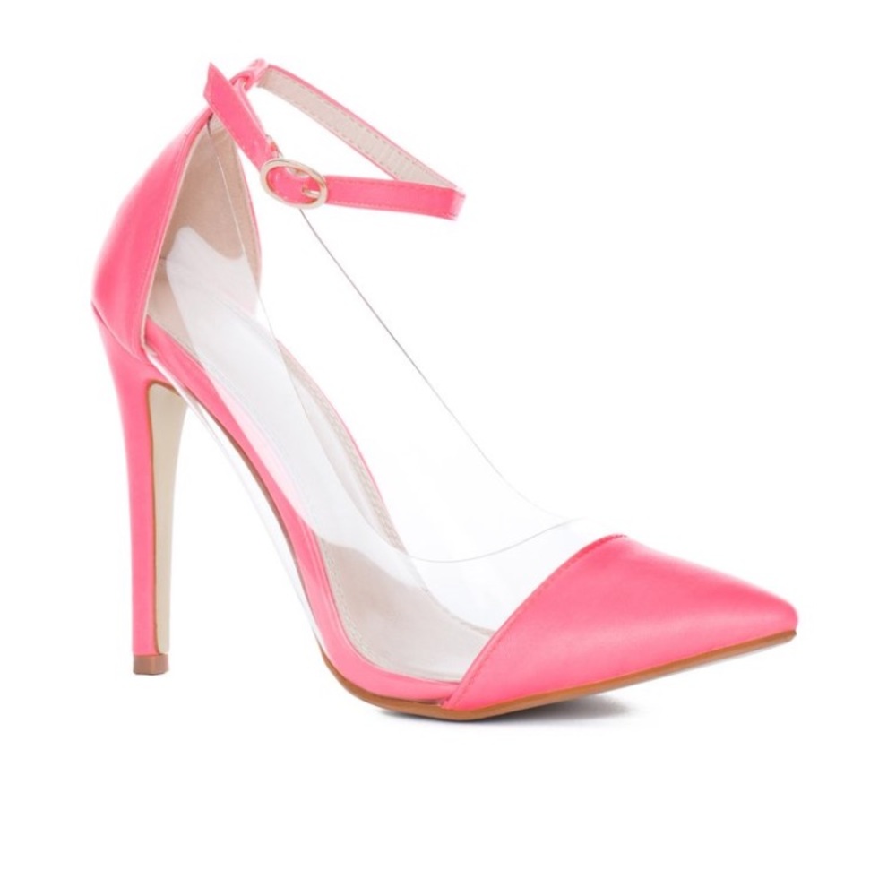 Bright Pink and Clear Size 8 Heels